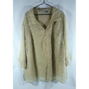 White Stag Women's Flower Button Two Layer Top 22W